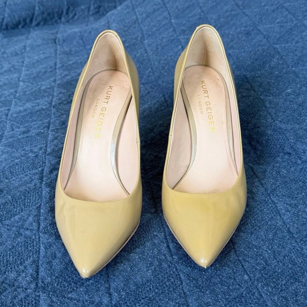 Sexy Kurt Geiger London Britton 90 Nude Patent Leather Pumps Heels Size 6.5